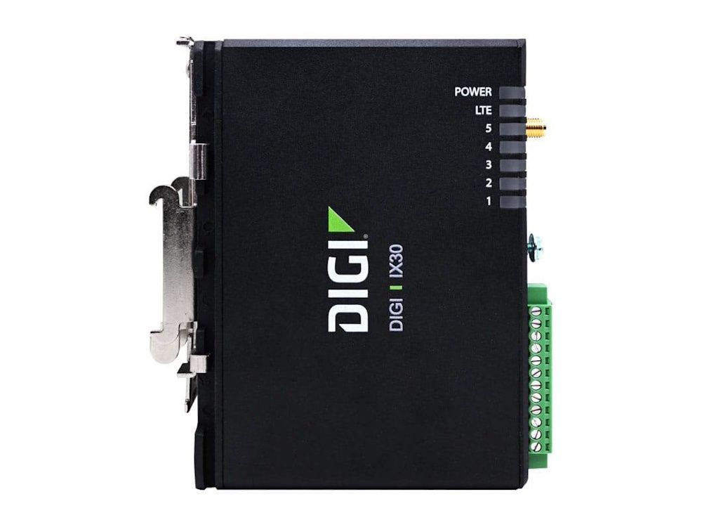 Zijkant van de Digi IX30 industriële dual-SIM 4G LTE router