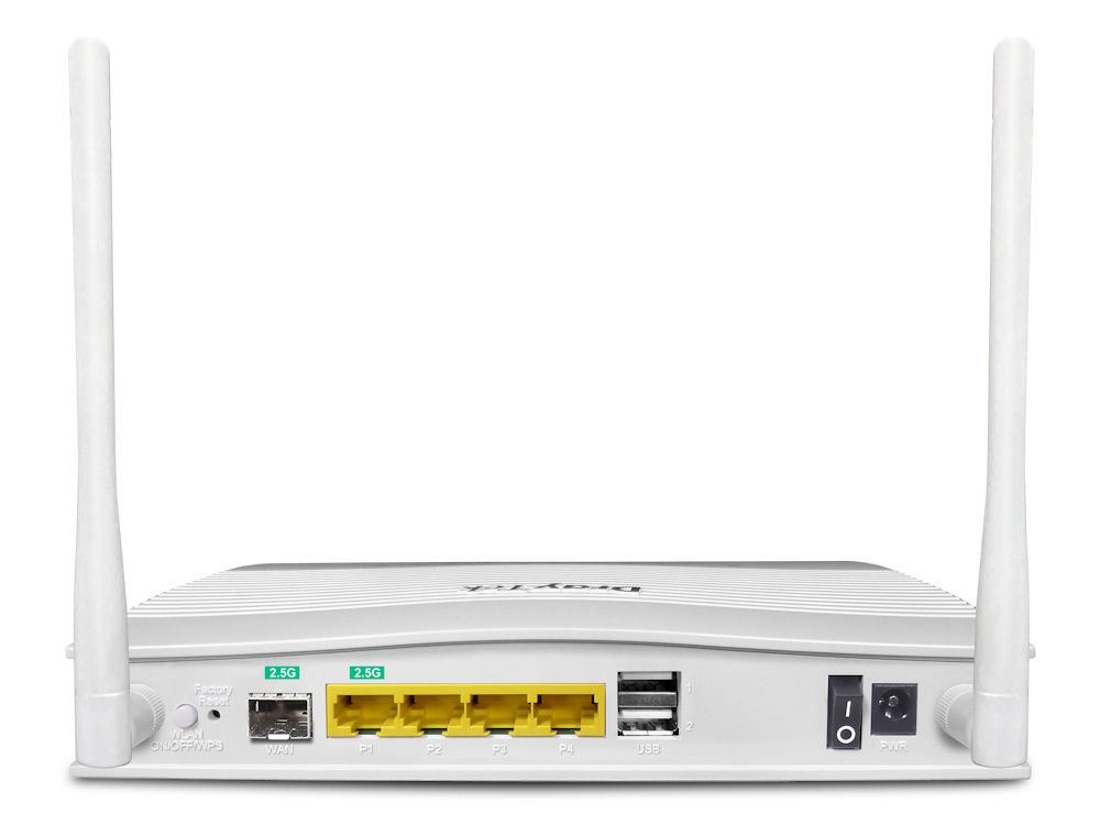 Achterkant van de DrayTek Vigor 2136Fax WiFi 6 WLAN Security Router