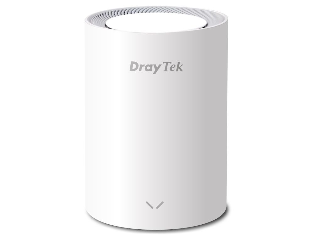 Voorkant van het DrayTek VigorAP 805 indoor Mesh WiFi 6 access point met DrayTek logo