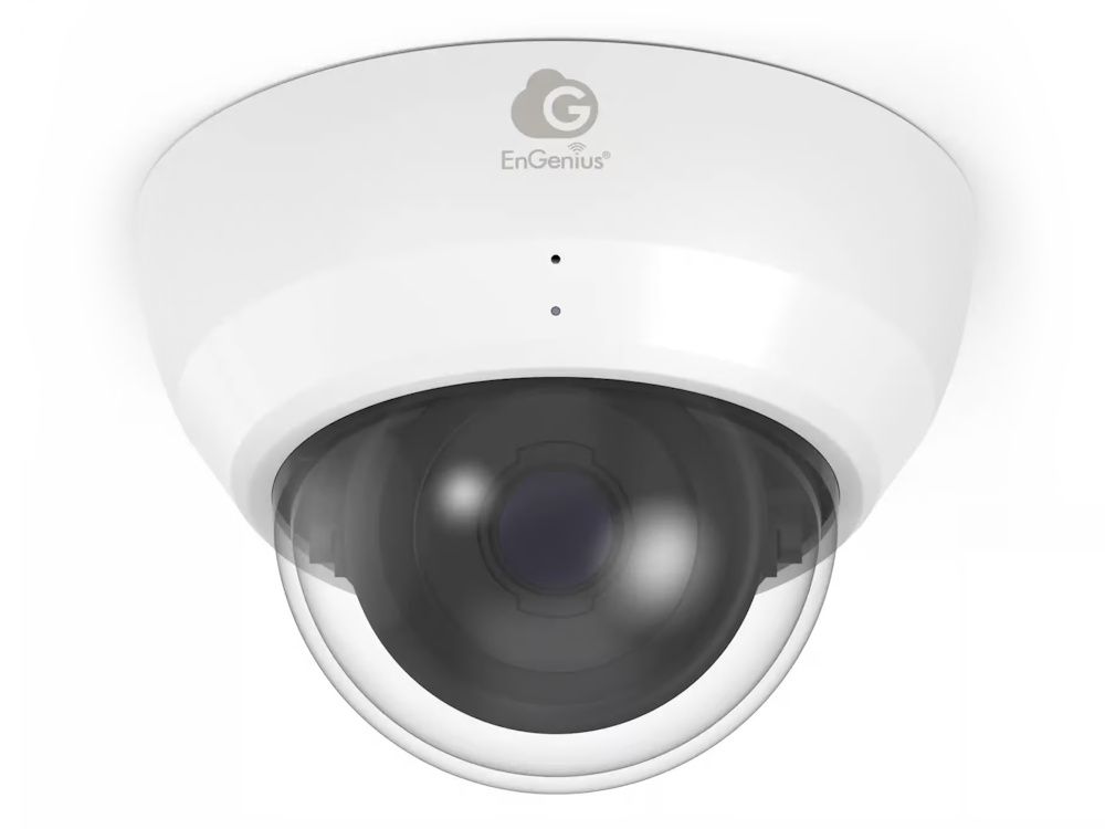 Voorkant van de EnGenius ECC500 Cloud Managed AI Dome Camera 4K met 3x optische zoom