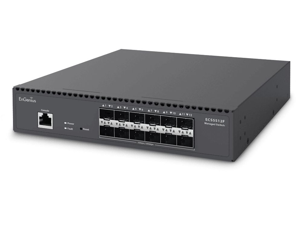 EnGenius CloudSwitch Aggregate 12XG 12-poorts 10G SFP+ Managed Switch bovenkant