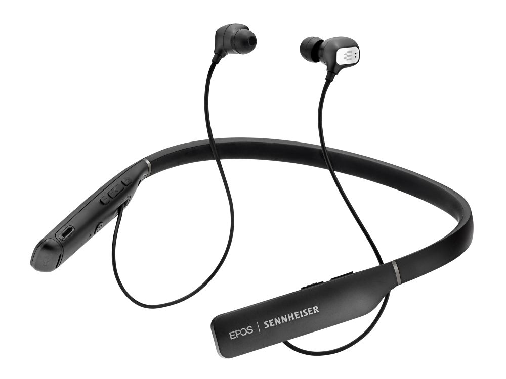 EPOS ADAPT 400 serie USB Bluetooth headset met in-ear oordopjes en een nekband en ANC