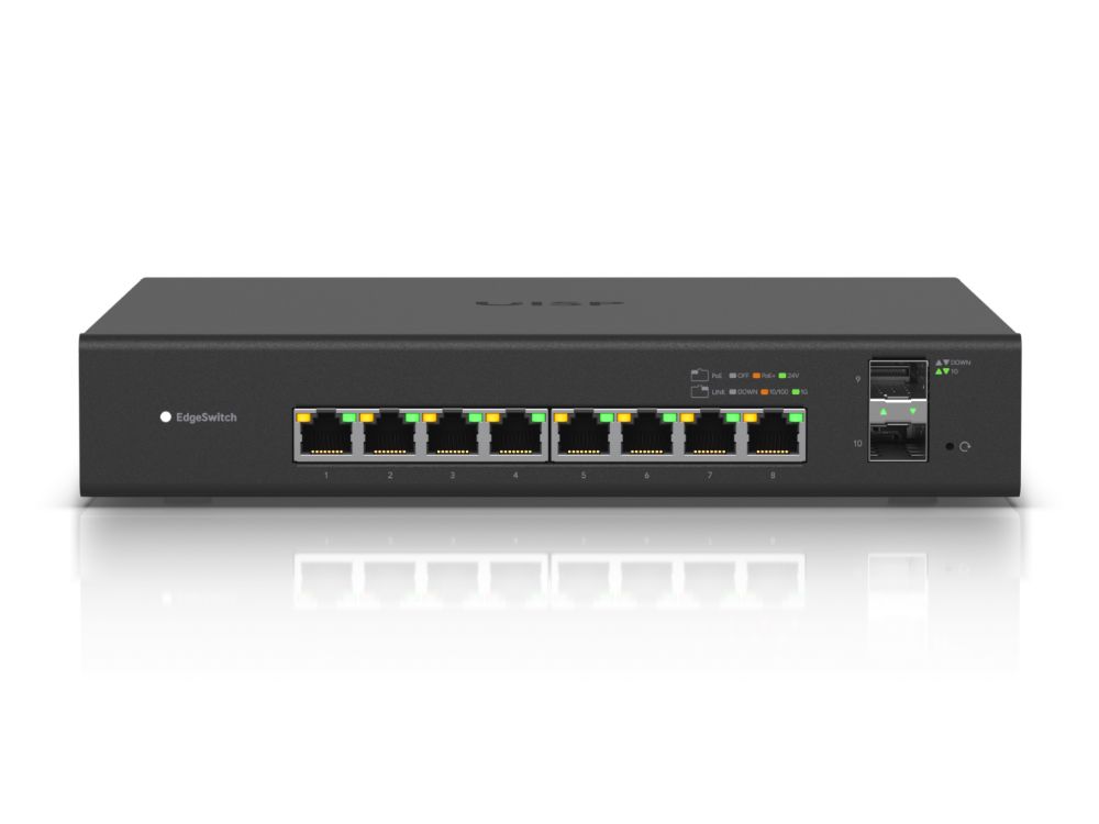 Ubiquiti EdgeSwitch 8-poorts voorkant poorten