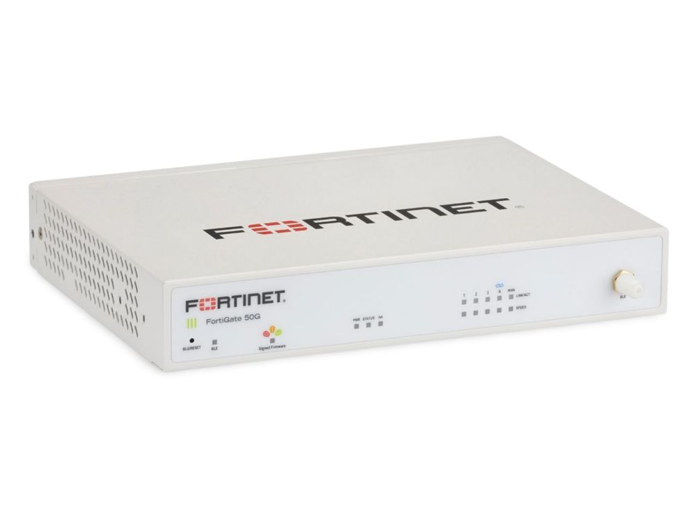 Fortinet 50G-SFP-POE firewall productfoto voorkant en zijkant