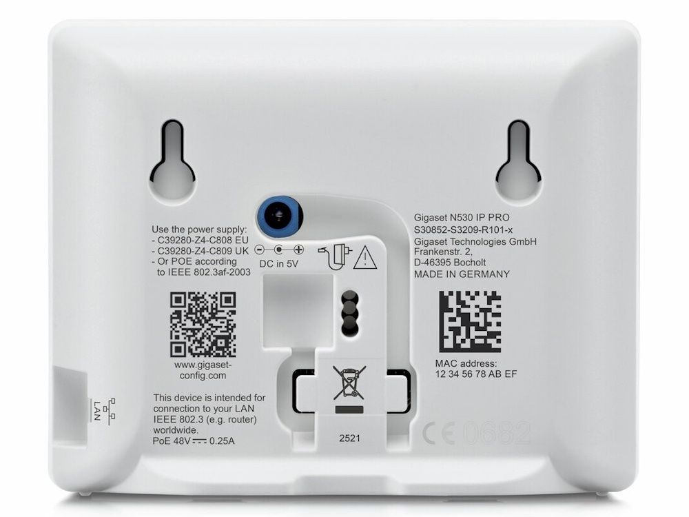 Achterkant van het Gigaset N530 IP Pro Single Cell IP DECT Basisstation