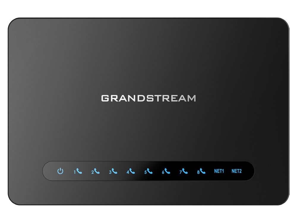Bovenkant van de Grandstream Handytone HT818 V2 VoIP Converter voor 8 telefoons met LED indicatoren