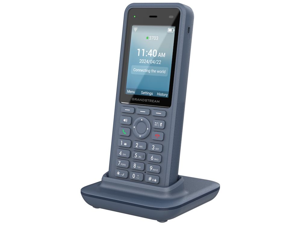 De Grandstream WP836 WiFi Handset schuin van rechts voor
