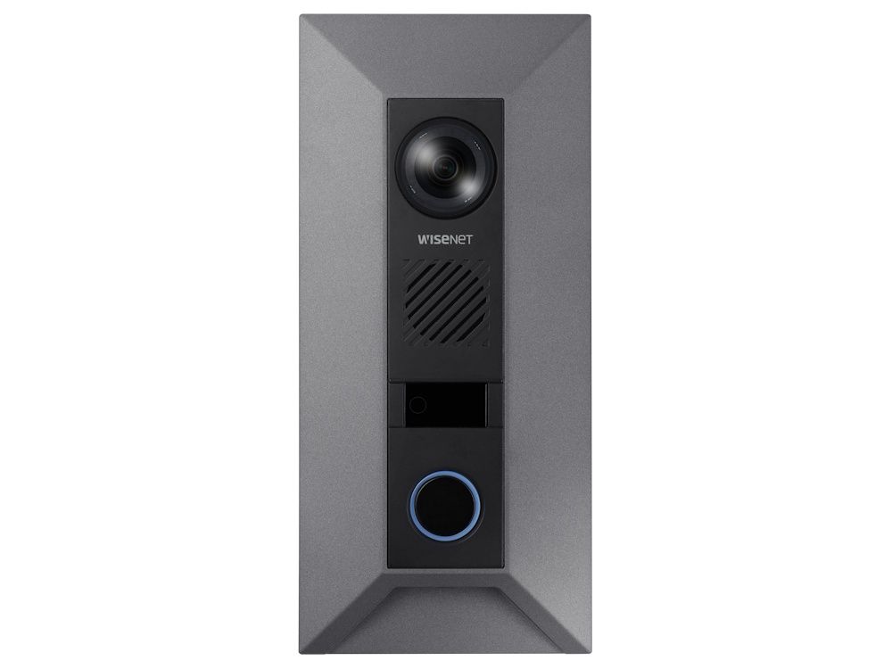 Hanwha SHS-165F Inbouwbeugel met de Hanwha TID-600R video intercom en donkergrijze cover