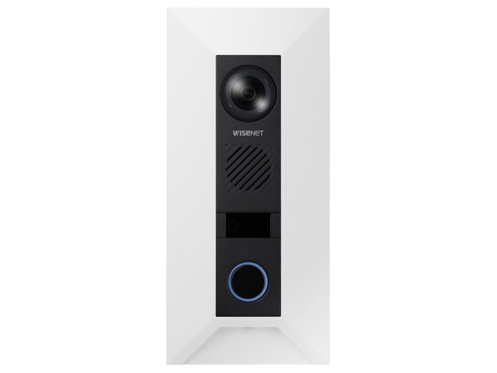 Hanwha SHS-165F Inbouwbeugel met de Hanwha TID-600R video intercom en witte cover