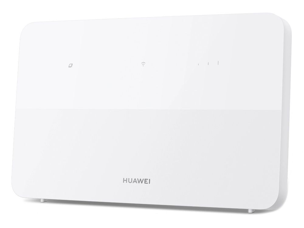 Rechter zijkant en voorkant van de Huawei B636-336 CAT13 4G+ router met WiFi 6