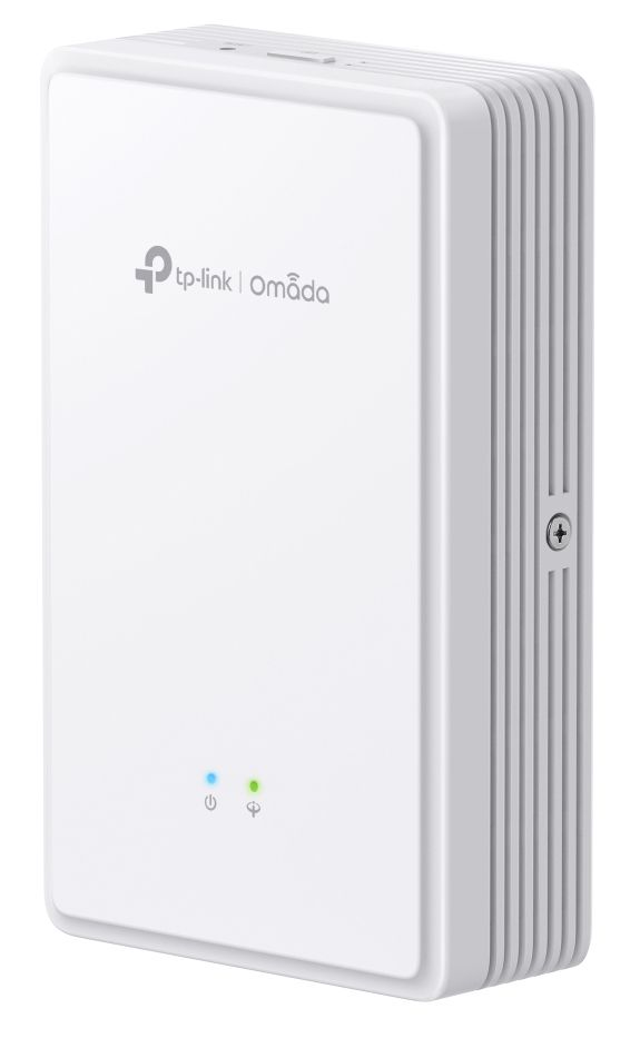 HEt Omada by TP-Link EAP625GP-Wall indoor WiFi 6 wall plate GPON access point schuin van rechtsvoor