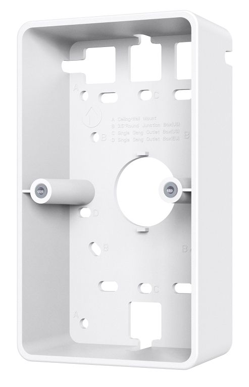 Rechter zijkant en voorkant van de Omada by TP-Link OJB-100 Wallmount Junction Box voor Omada wall plate access points