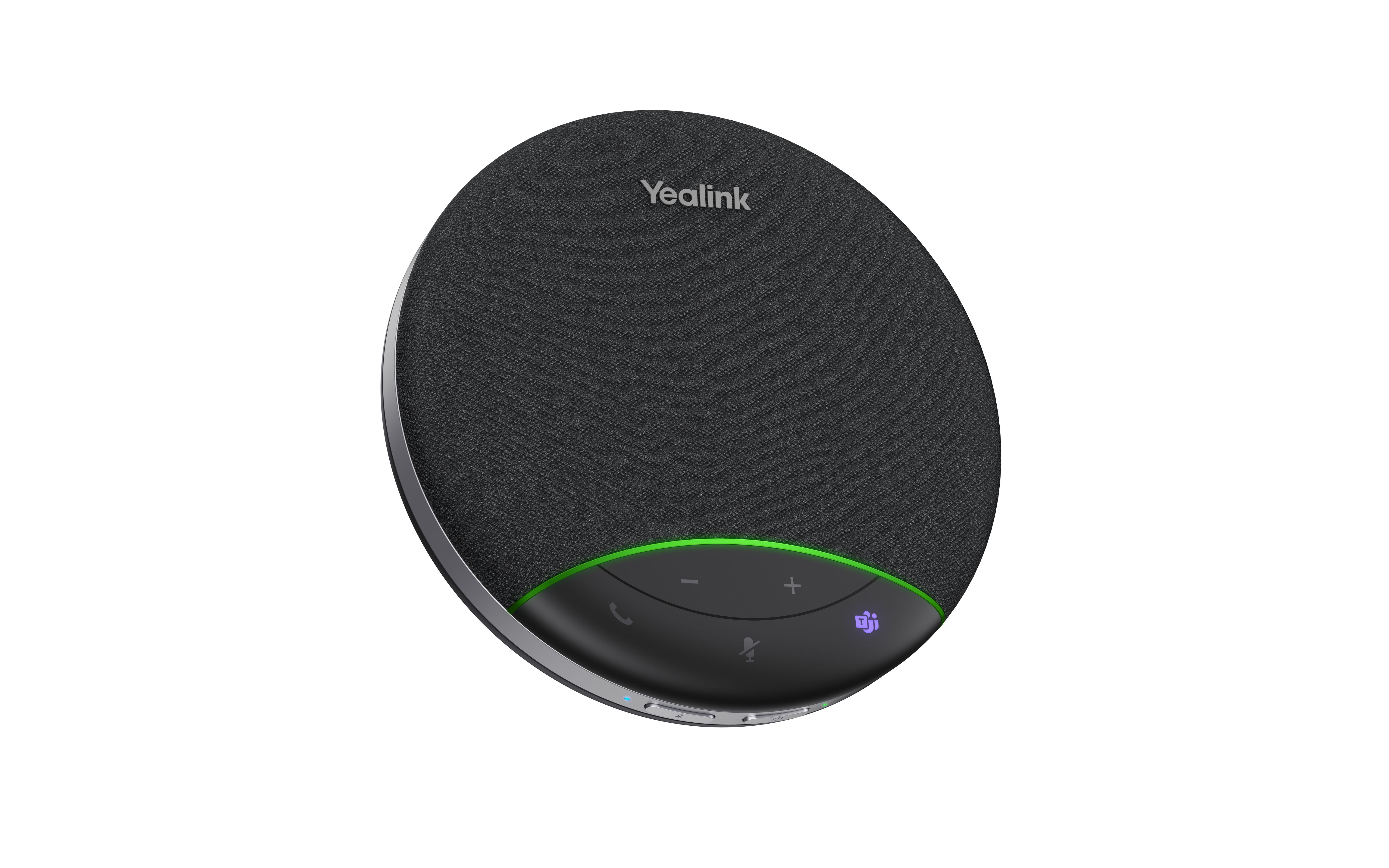 Bovenkant en zijkant van de Yealink SP92 USB-C/-A Bluetooth speakerphone voor Microsoft Teams vergaderingen