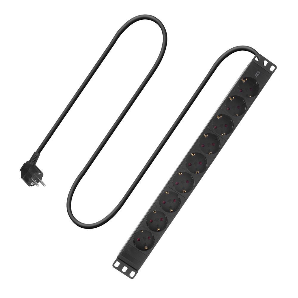 De ACT PD3002 19" Stekkerdoos PDU met 9 stuks type F stopcontacten