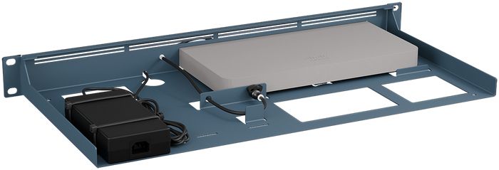 Achterkant van de Rackmount kit RM-CI-T23 met daarin Cisco Meraki GX50 of MX67 serie hardware