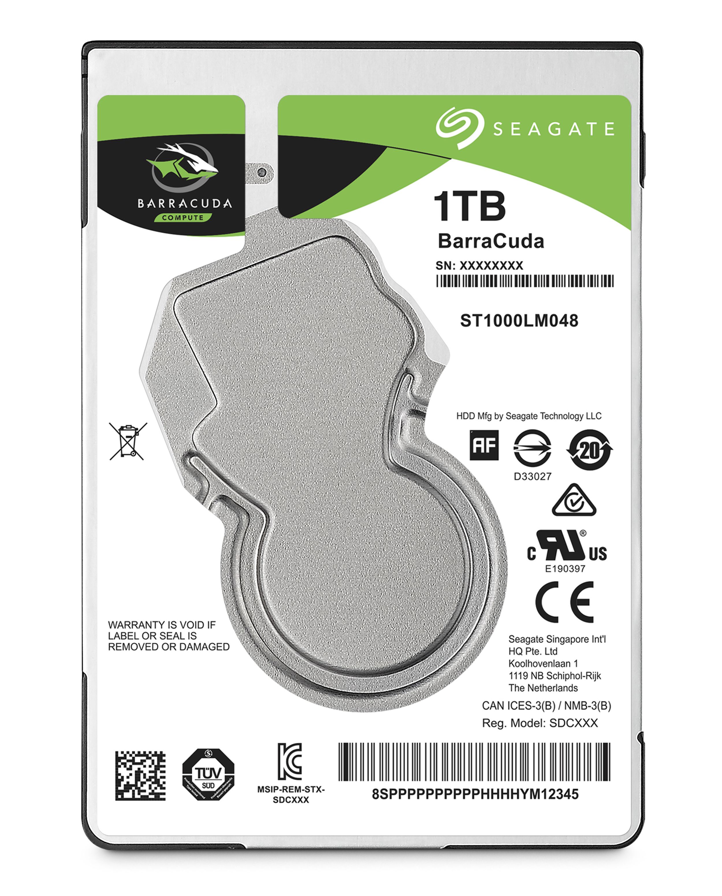 De Seagate BarraCuda 1TB 2,5 Inch SATA HDD met artikelnummer ST1000LM048