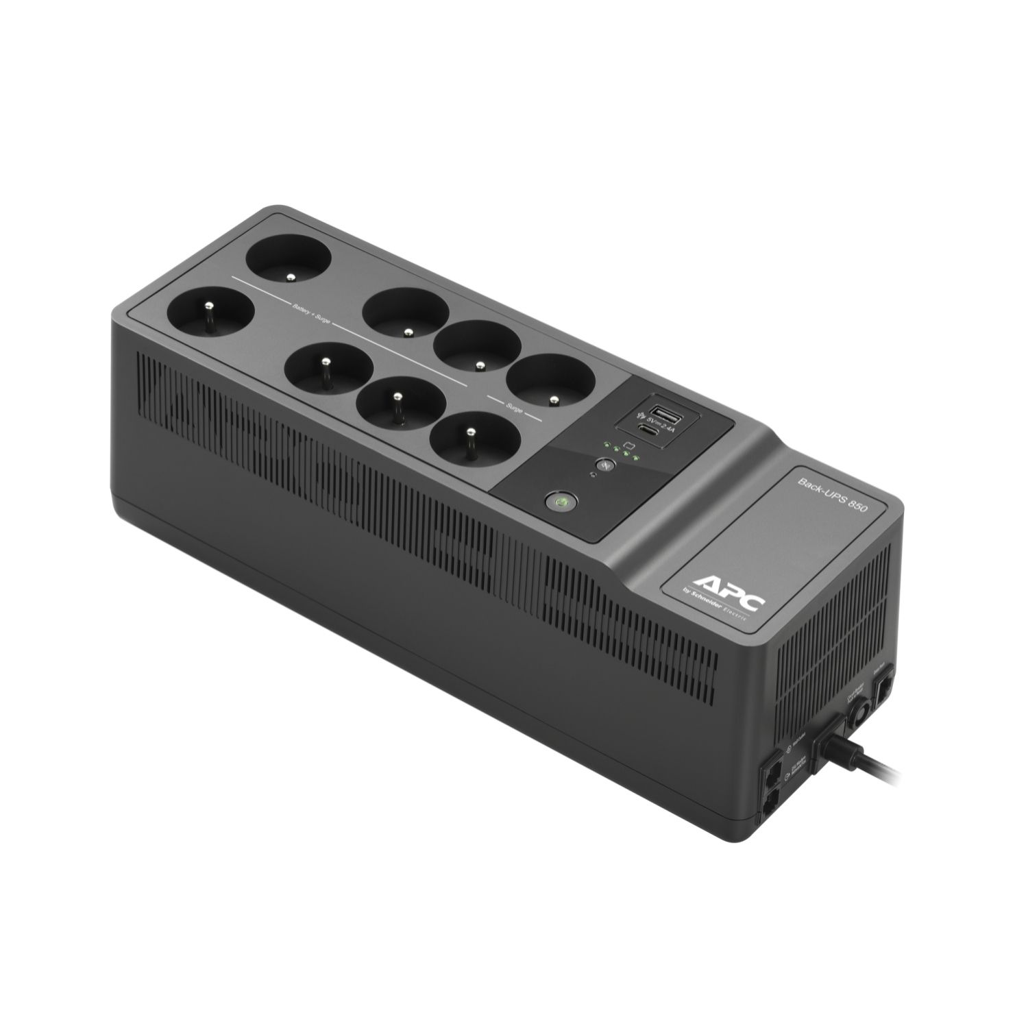 De APC Back-UPS BE850G2-FR noodstroomvoeding met stroomaansluiting