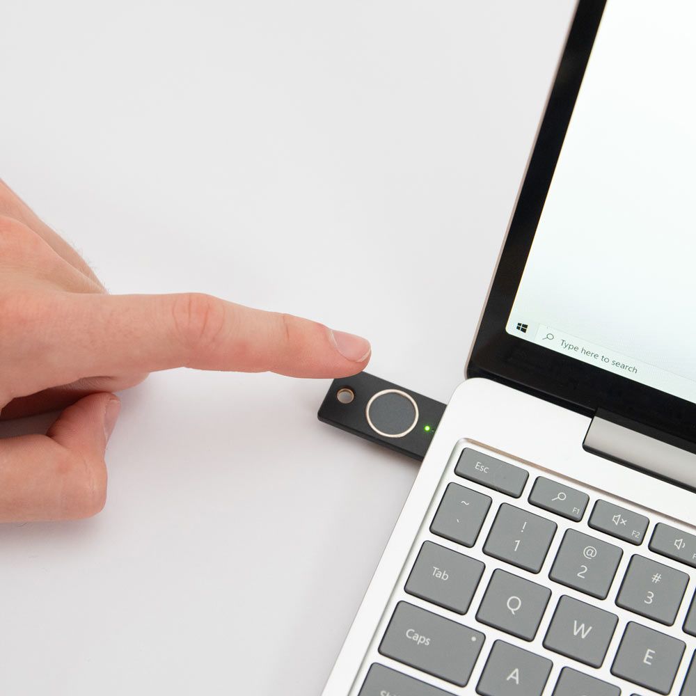 Yubico YubiKey Bio USB-C security key in laptop