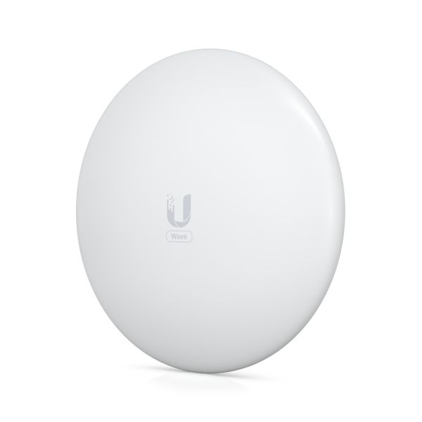 Rechter zijkant en voorkant van het Ubiquiti UISP Wave Long-Range PtMP 60 GHz access point