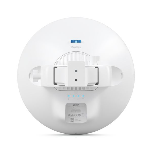 Achterkant van het Ubiquiti UISP Wave Nano 60 GHz Point-to-Multipoint access point met 5 GHz back-up met open klepje