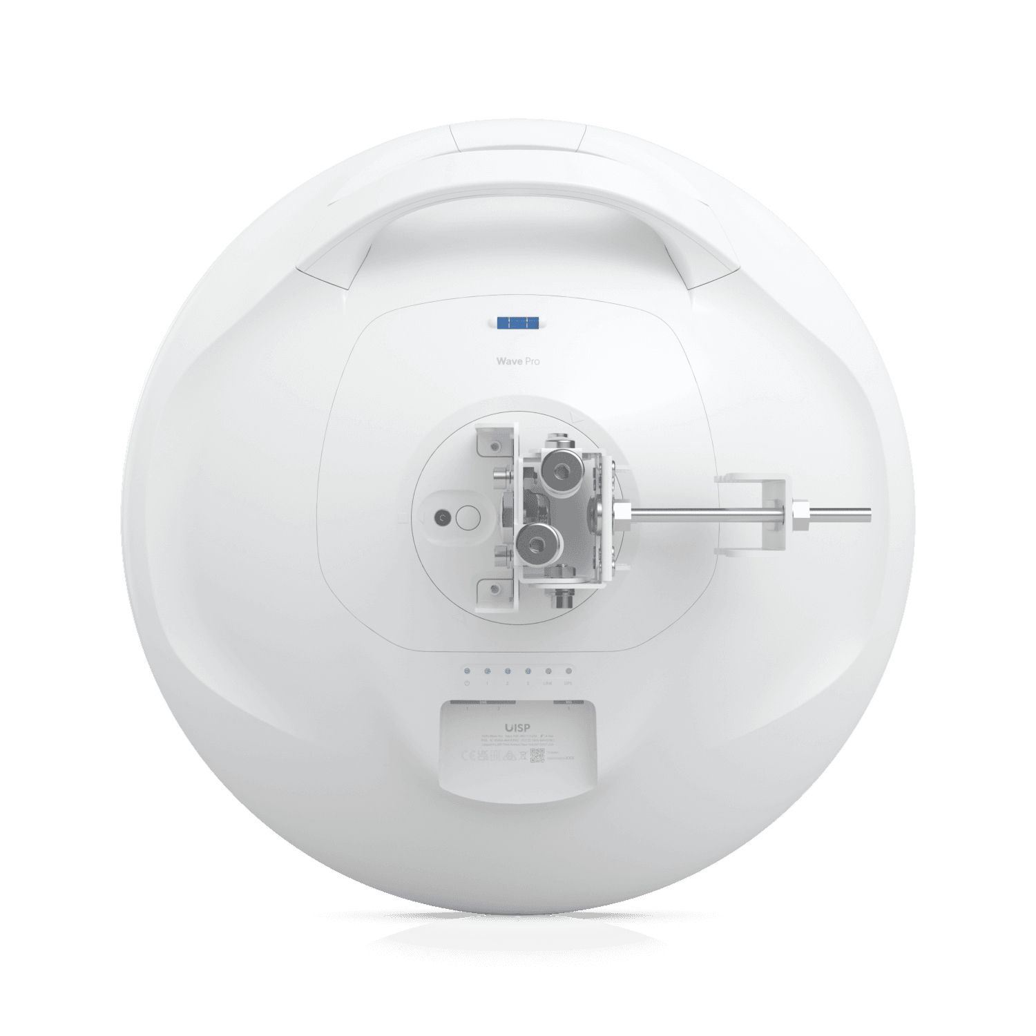 Achterkant van het Ubiquiti UISP Wave Pro 60 GHz Point-to-Multipoint access point met het klepje eraf en de ethernetpoort toegankelijk