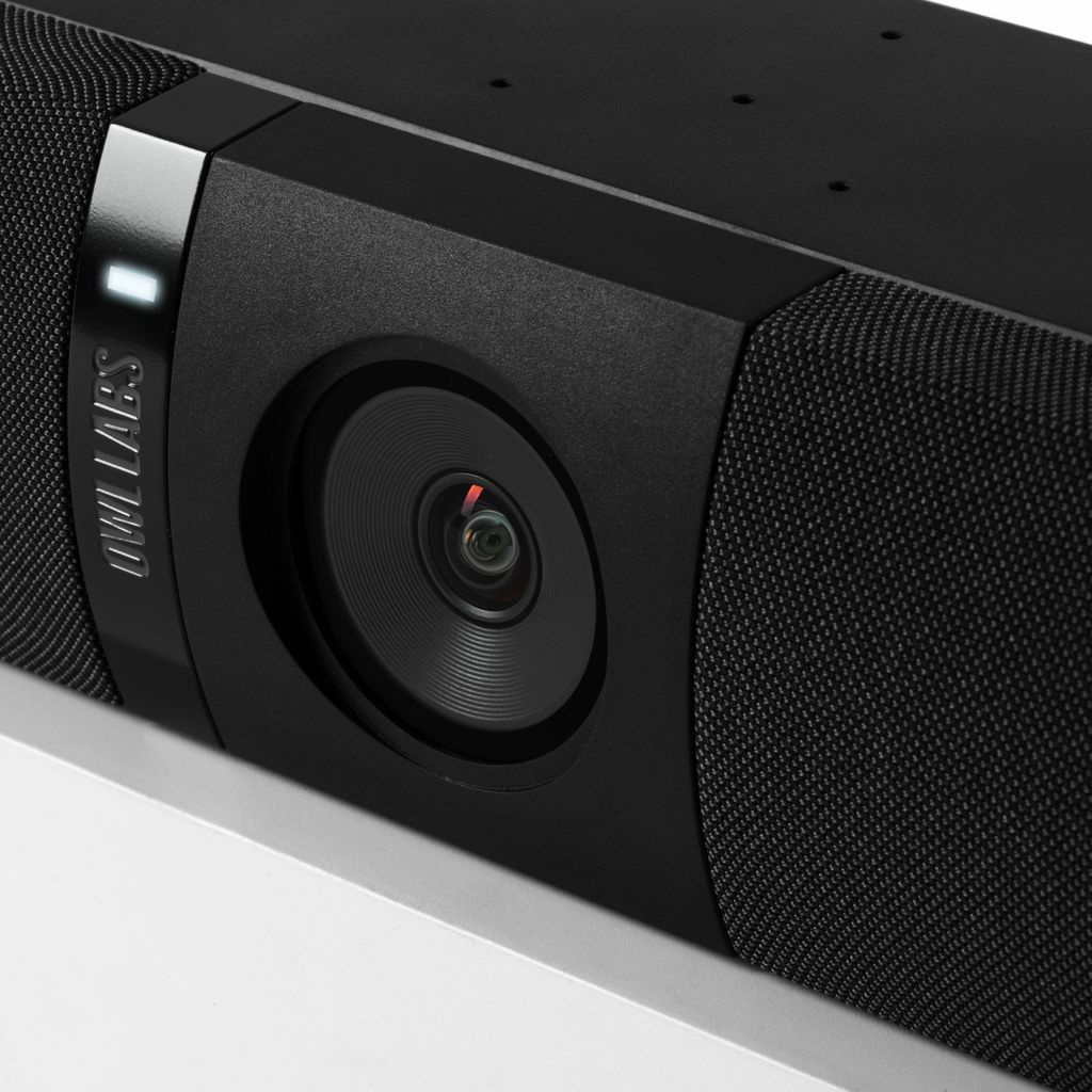 4K camera van de Owl Labs Owl Bar alles-in-één videobar zwart met microfoon en speaker voor hybride vergaderingen