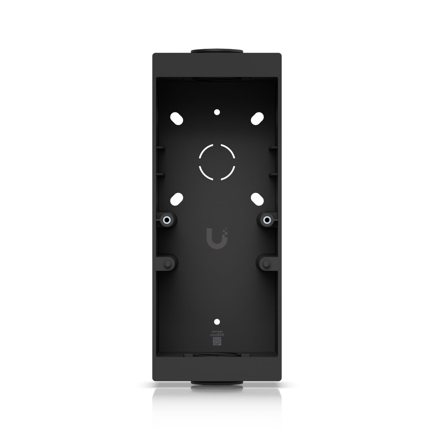 Voorkant en binnenkant van de Ubiquiti UniFi Access Reader Pro Junction Box (zwart)