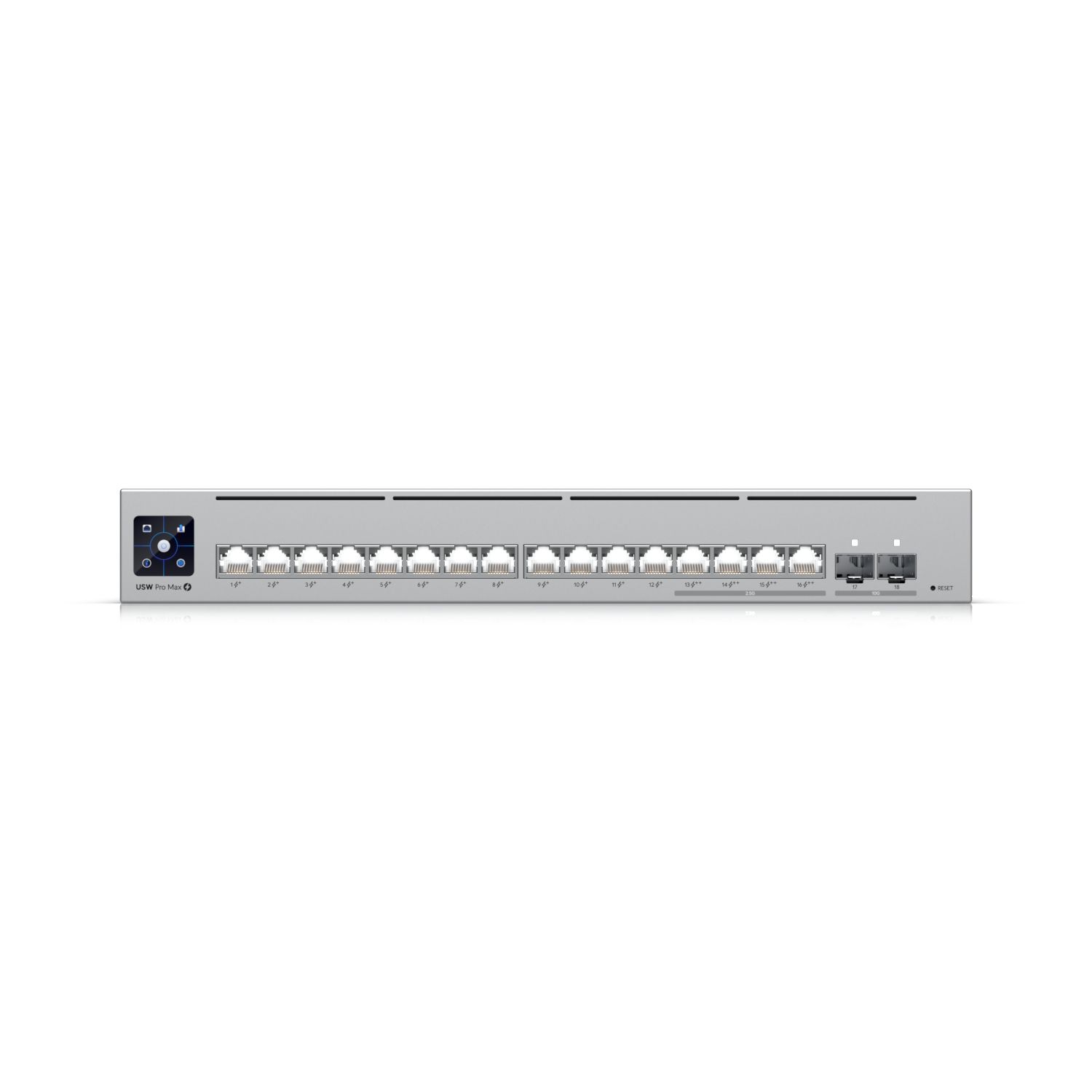 Ubiquiti UniFi USW-Pro-Max-16-PoE 16-poorts L3 managed PoE++ (180W) switch met Etherlighting poorten