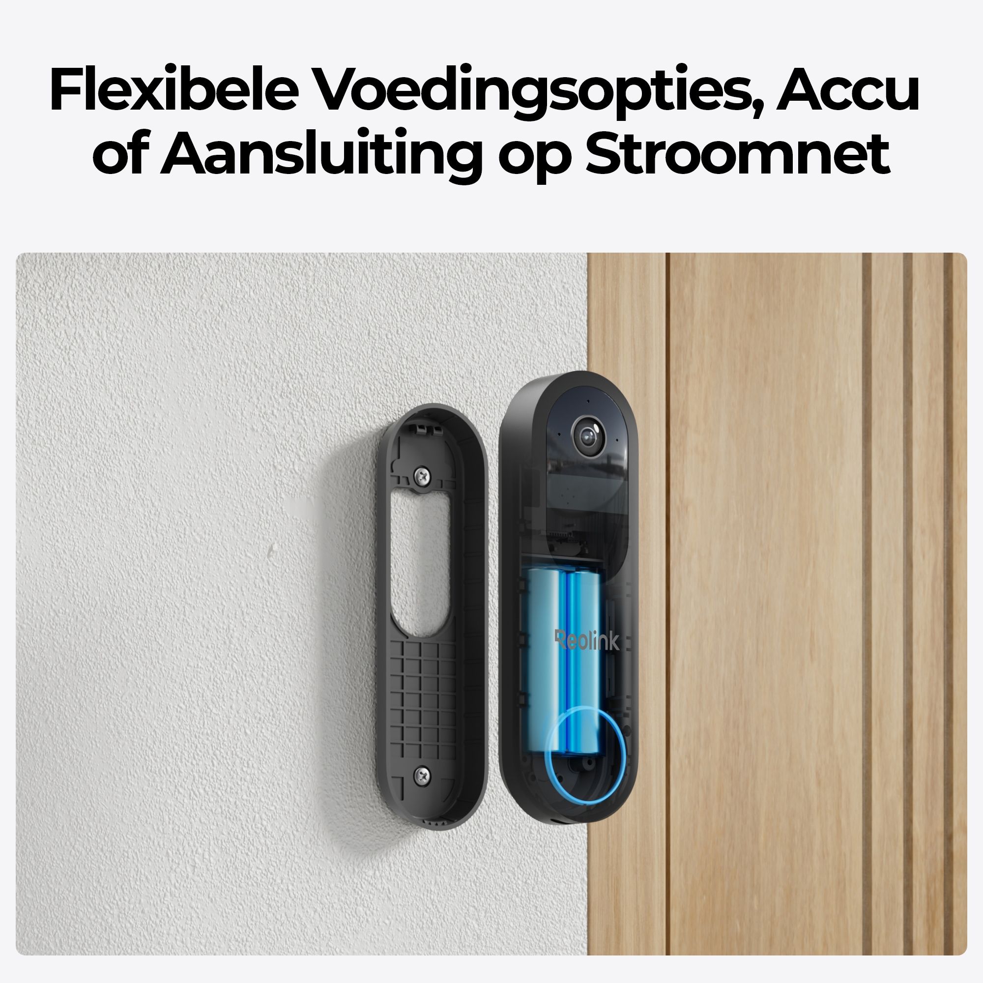 Voed de Reolink D340B 4MP WiFi videodeurbel met accu en slimme detectie via het stroomnet of de accu