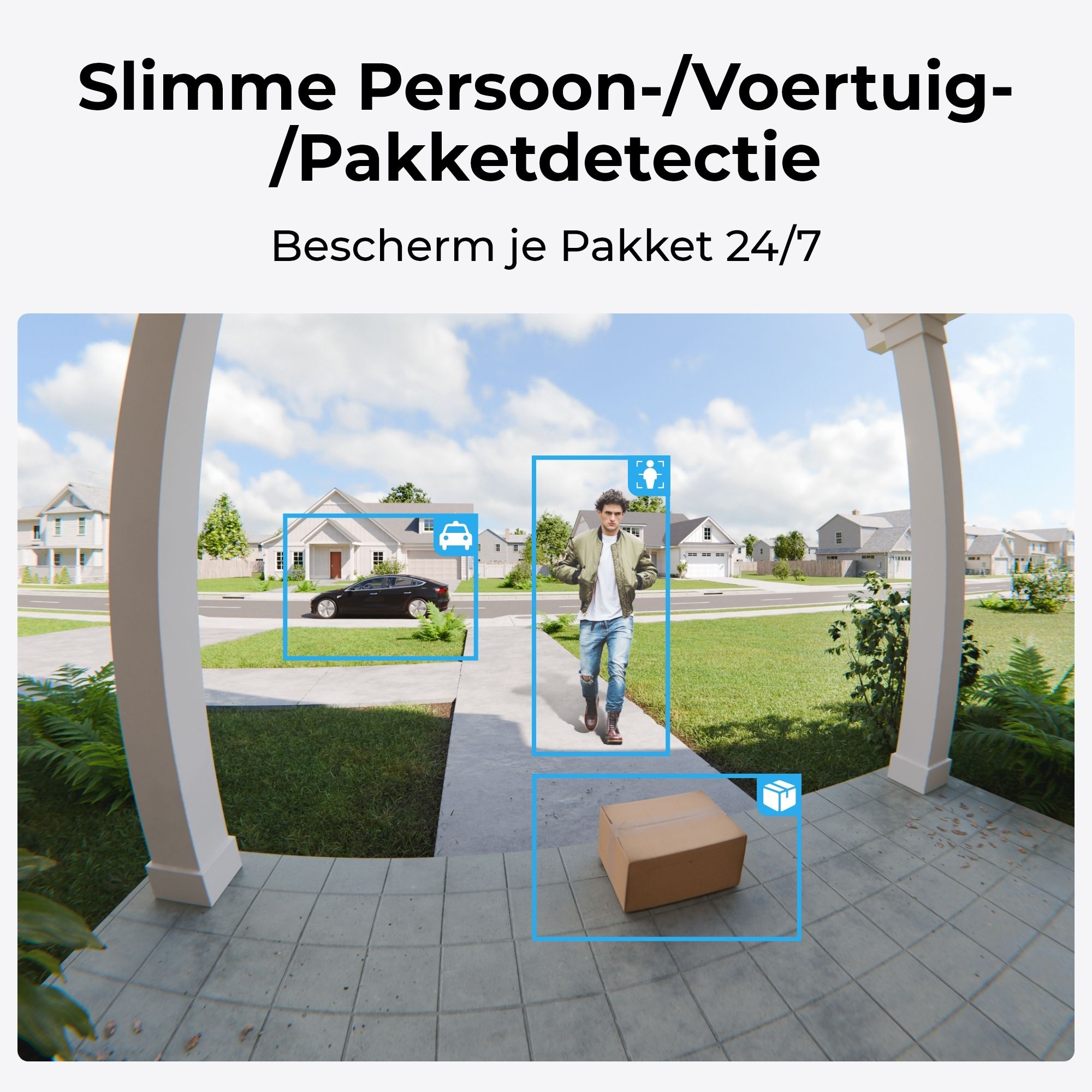 De Reolink D340B 4MP WiFi videodeurbel heeft slimme detectie van voertuigen, personen en pakketten