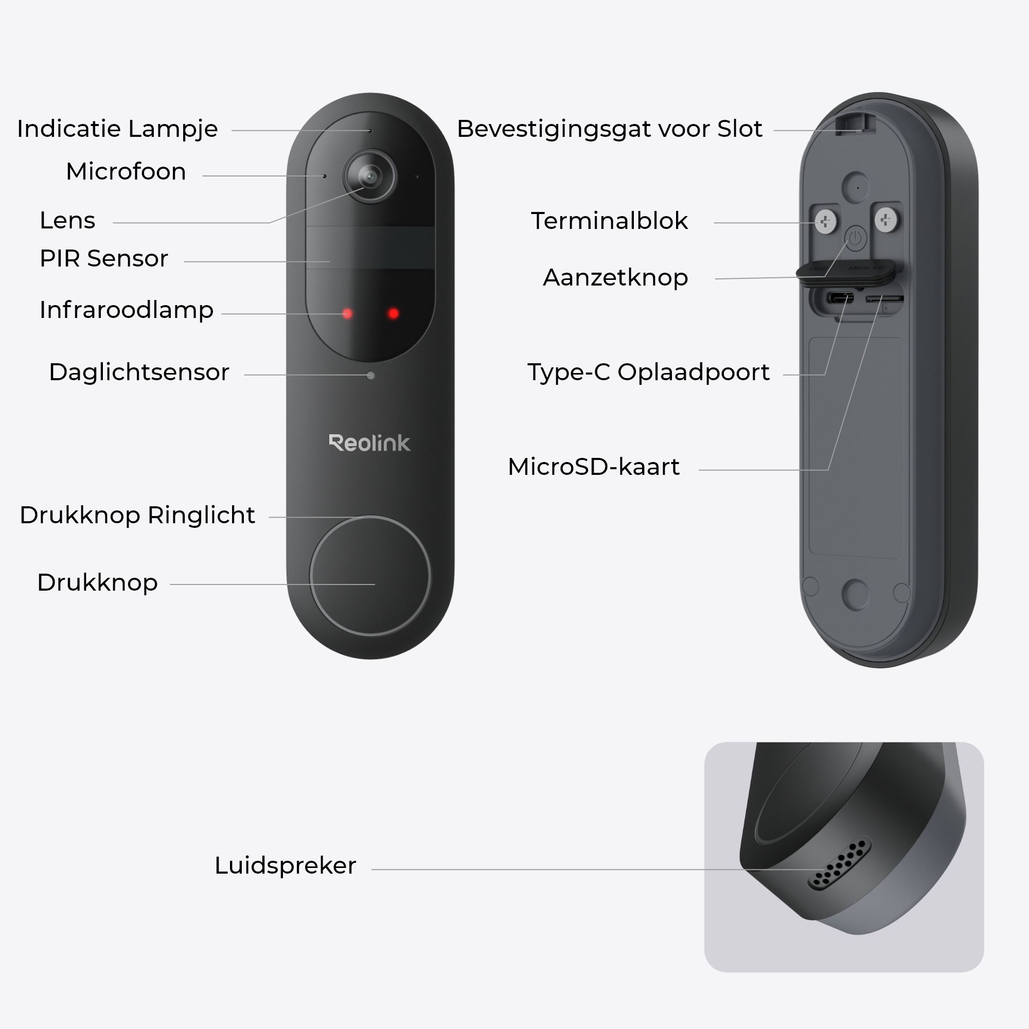 Specificaties van de Reolink D340B 4MP WiFi videodeurbel met accu en slimme detectie