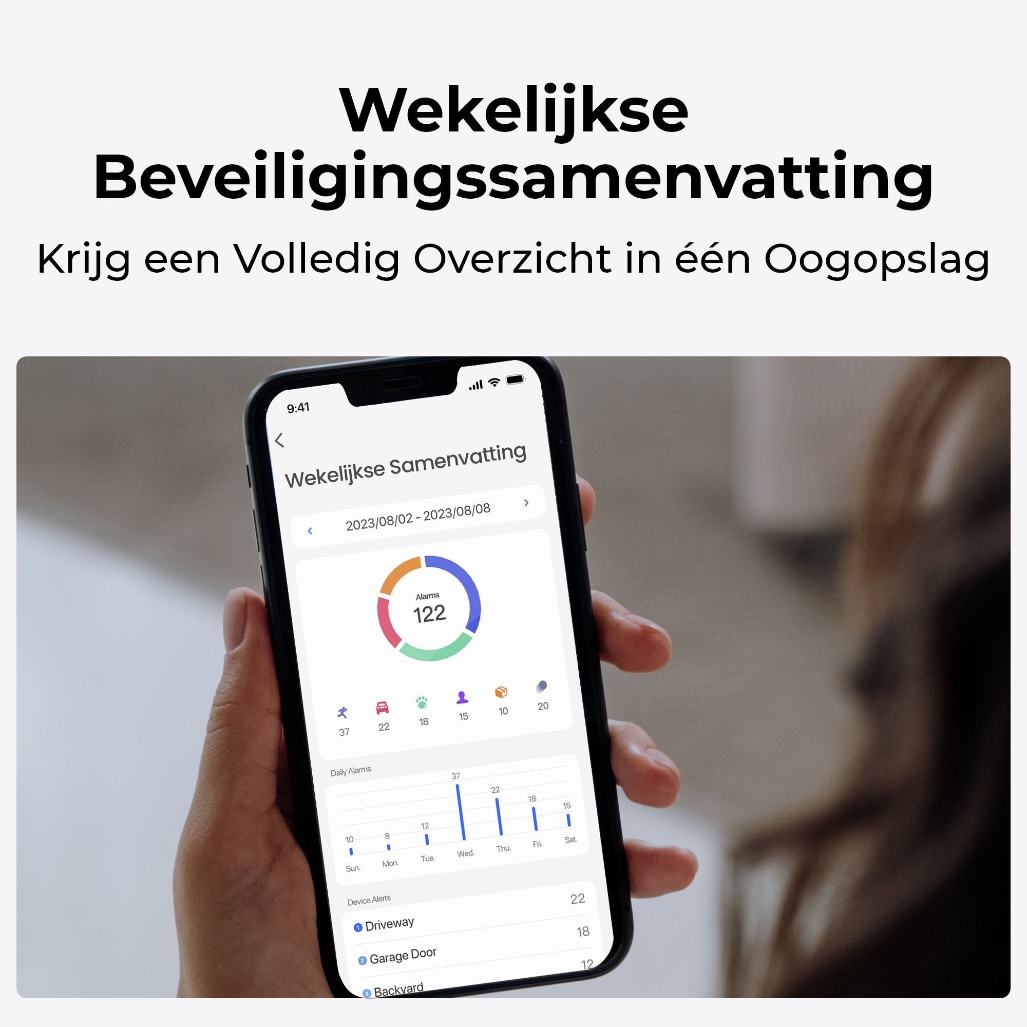 Overzicht van de gebeurtenissen via de Reolink Home Hub1 met 128GB microSD-kaart