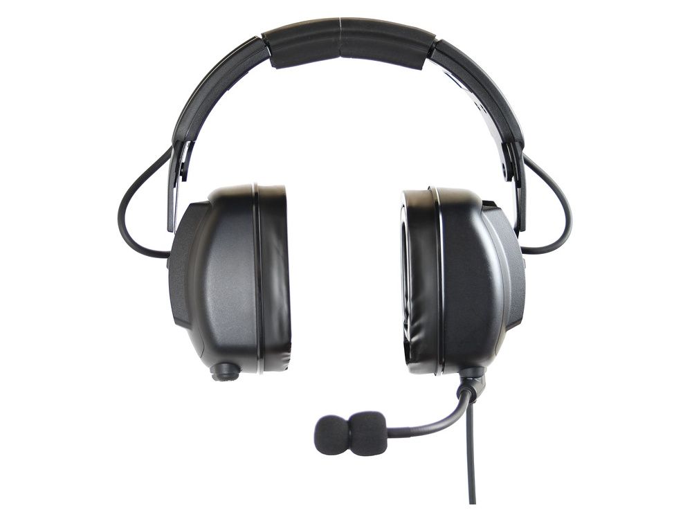 Voorkant van de Kenwood KHS-10DC-OH headset met gehoorbescherming voor 2-pin Kenwood portofoons