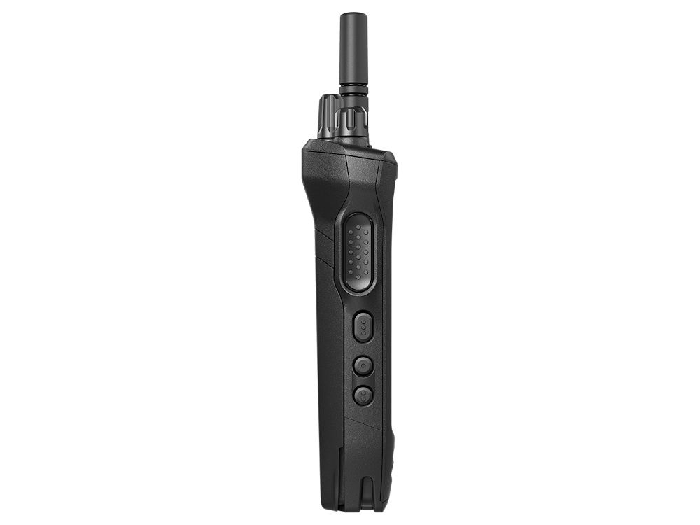 Linker zijkant van de Motorola MOTOTRBO Ion 4G LTE WiFi portofoon met knoppen
