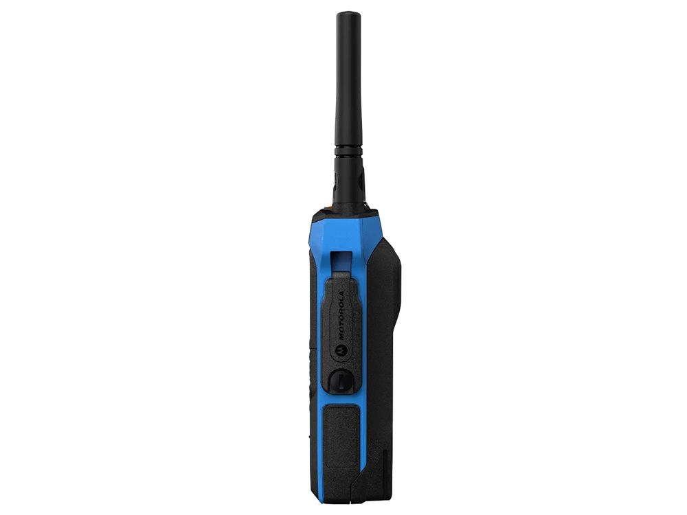 Rechter zijkant van de Motorola R7Ex ATEX UHF portofoon met display zonder lader
