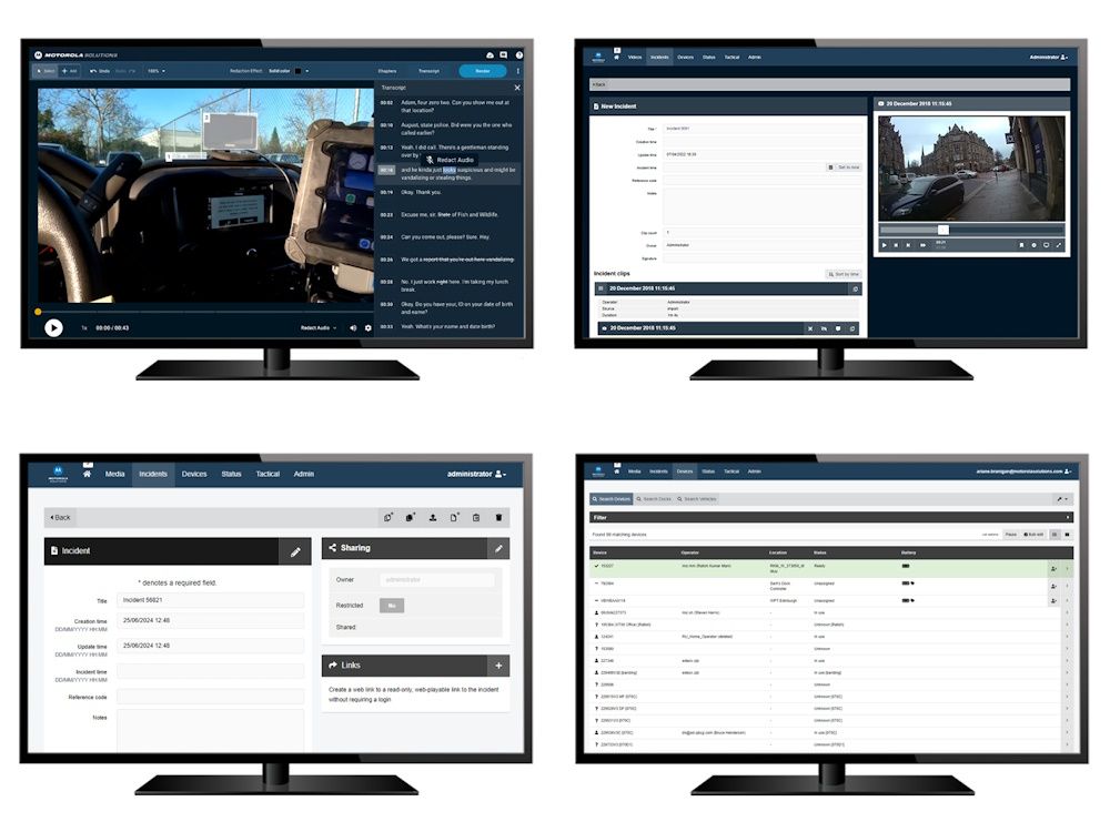 Verschillende mogelijkheden van de Motorola VideoManager software