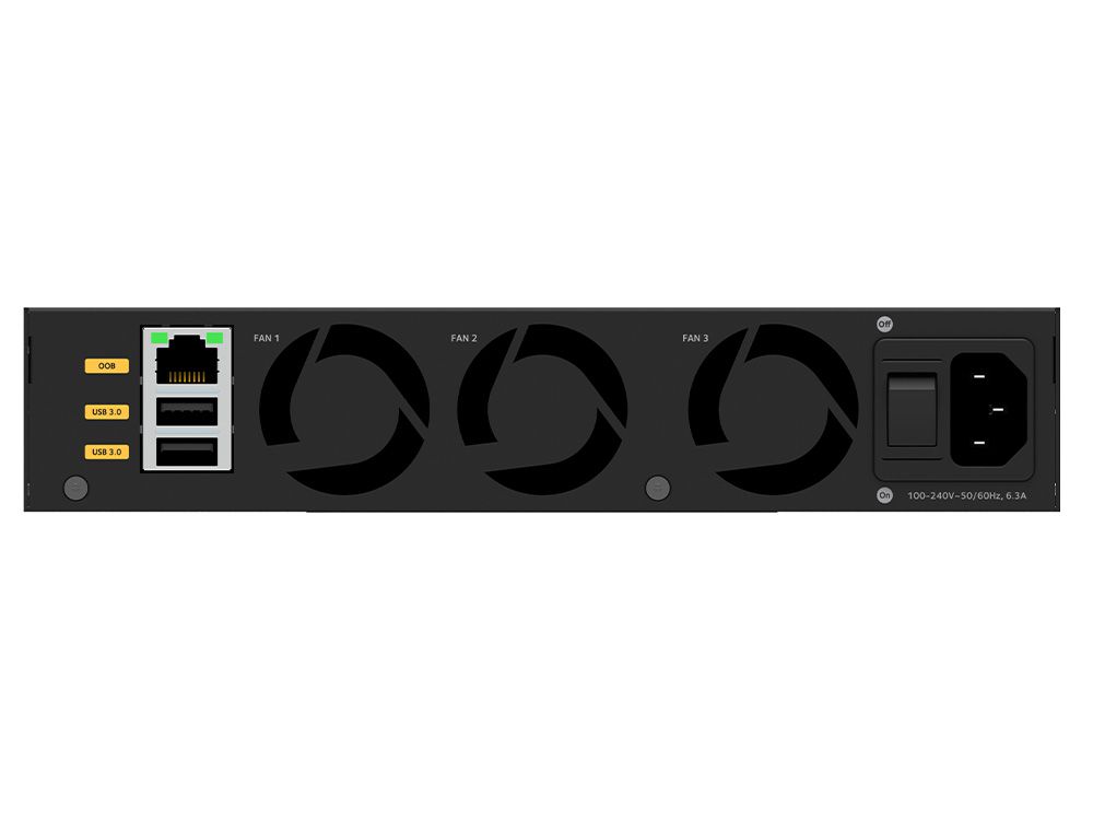 Netgear M4350-12X12F achterkant aansluitingen