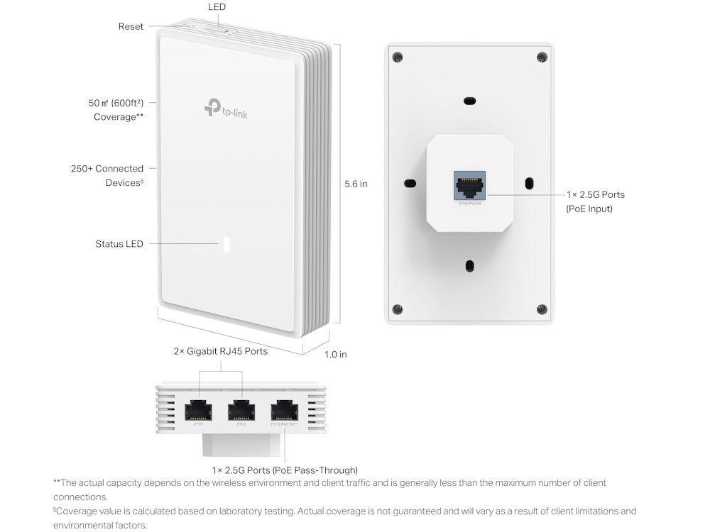 Specificaties van het Omada by TP-Link EAP725-Wall indoor WiFi 7 access point