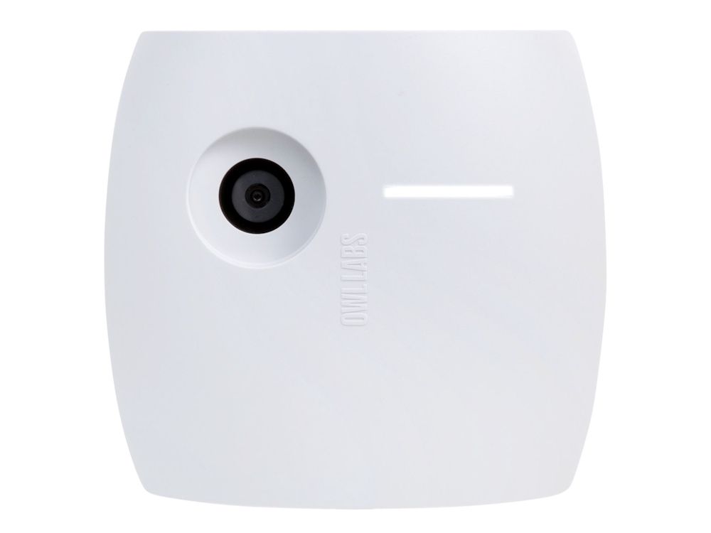 Voorkant van de Owl Labs Whiteboard Owl camera voor hybride vergaderen en presenteren
