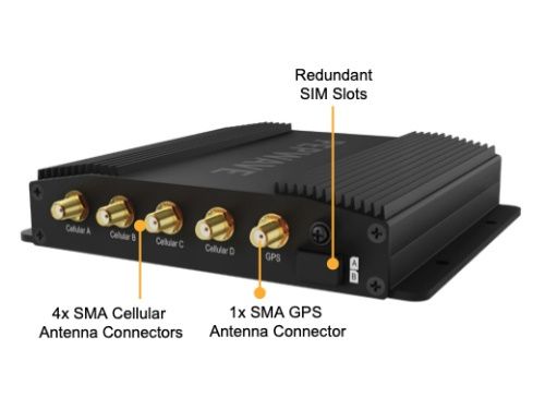 Peplink MAX-BR1-PRO-5GN-T-PRM achterkant met antenne-aansluitingen