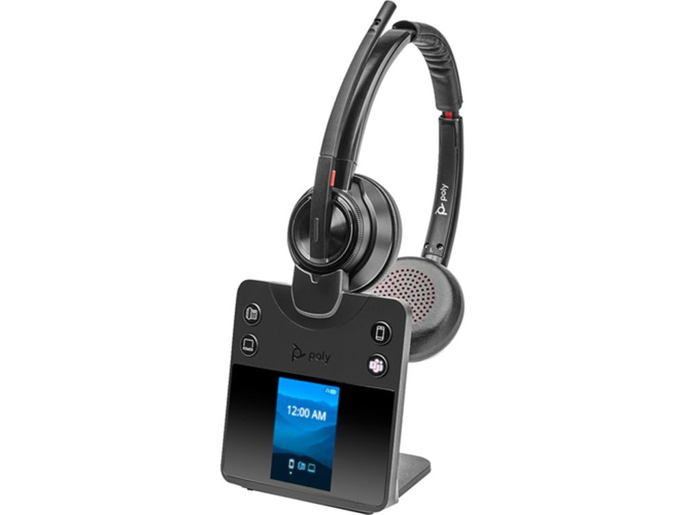 Poly Savi 8400 serie draadloze DECT headset met laadstation voor bureautelefoon pc en mobiel