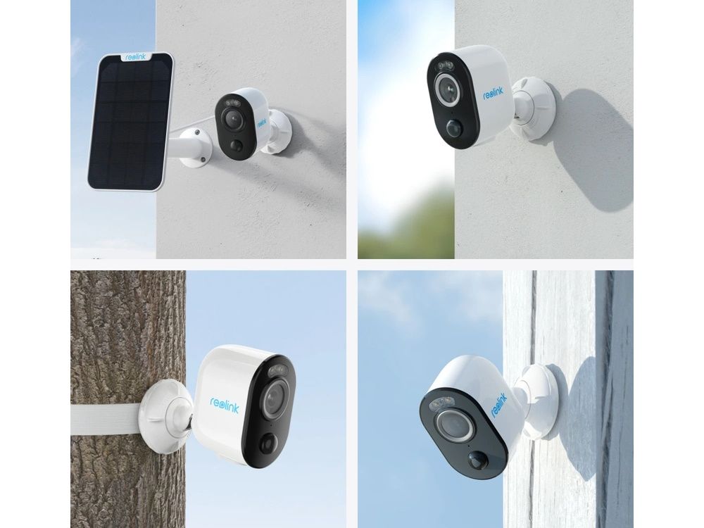 De draadloze Reolink B330 outdoor 4MP WiFi camera met accu buiten geïnstalleerd aan de muur of om een boom heen