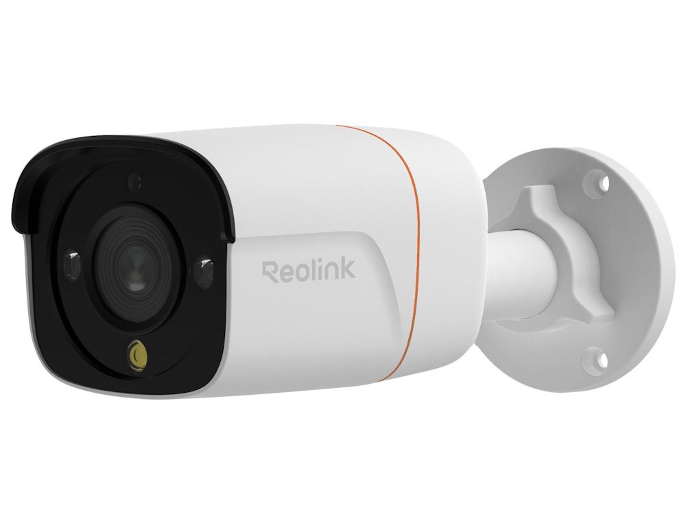 De Reolink Pro RP-PCB12M-W 12MP outdoor PoE camera met spotlights schuin van voren