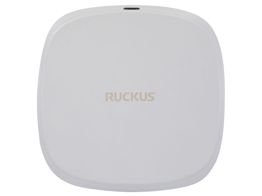 Het Ruckus R370 Unleashed WiFi 7 indoor access point met Ruckus logo