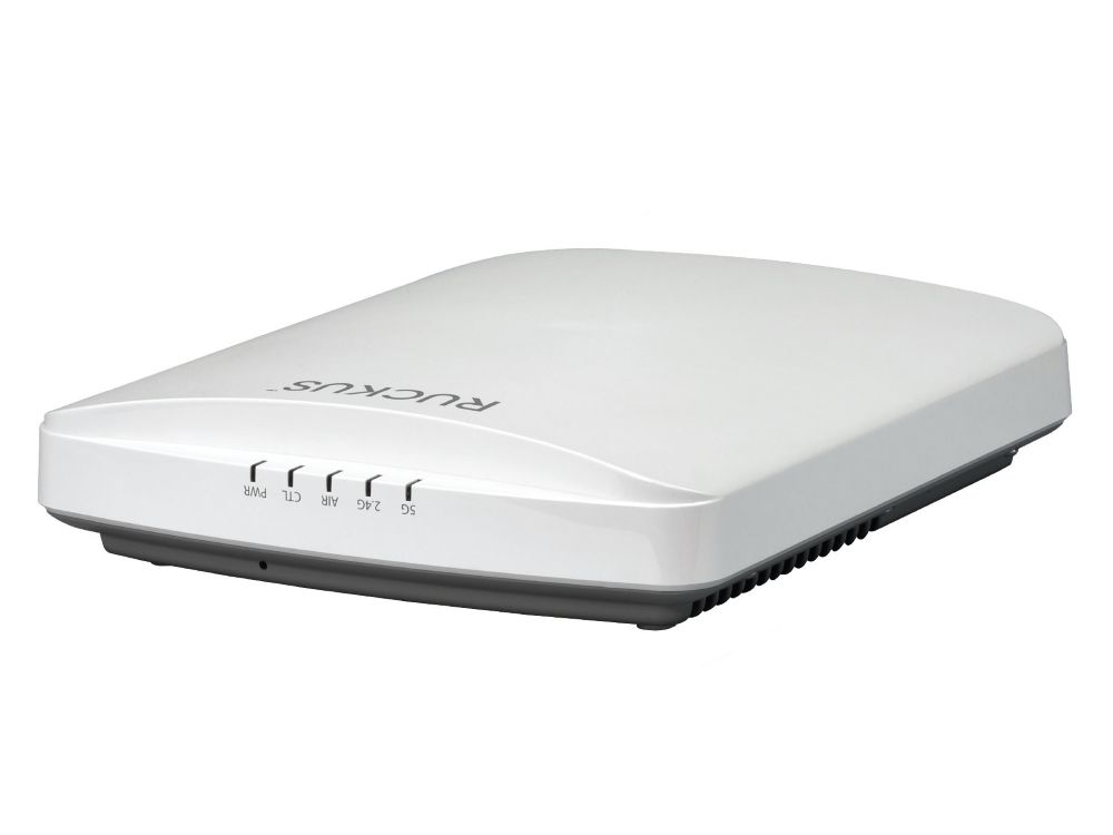 Bovenkant van het Ruckus R550 Unleashed indoor WiFi 6 access point met status leds