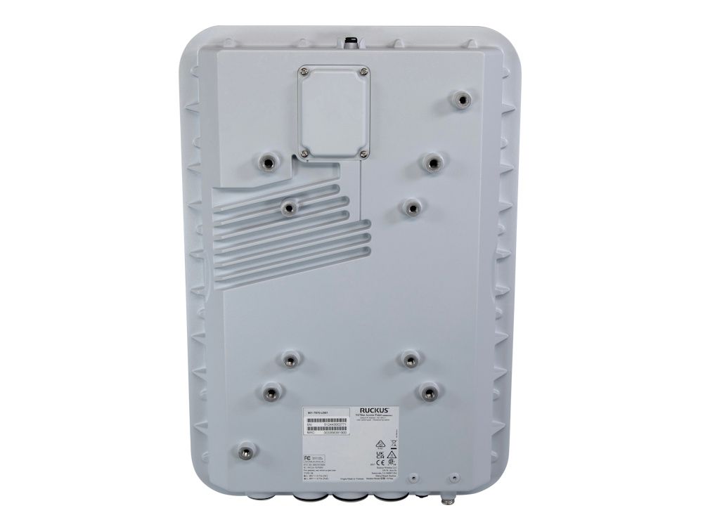 Achterkant en montagepunten van het Ruckus ZoneFlex T670sn WiFi 7 outdoor access point