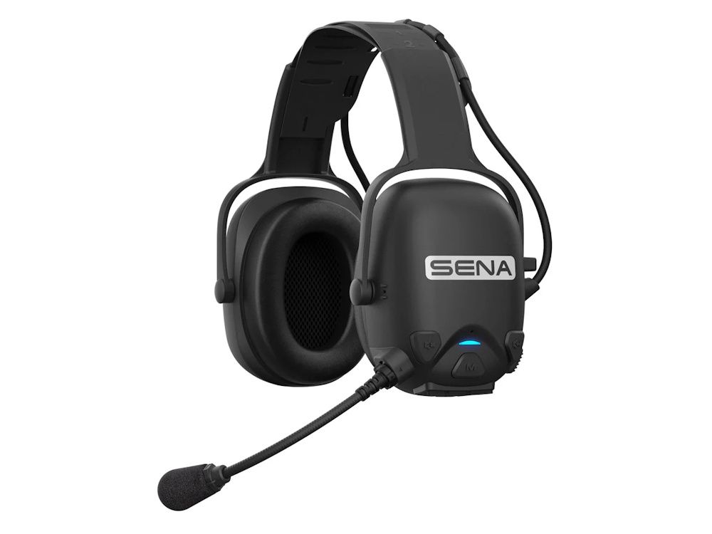 Rechter zijkant van de Sena Cast Mesh headset met hoofdbeugel voor gehoorbescherming en groepscommunicatie