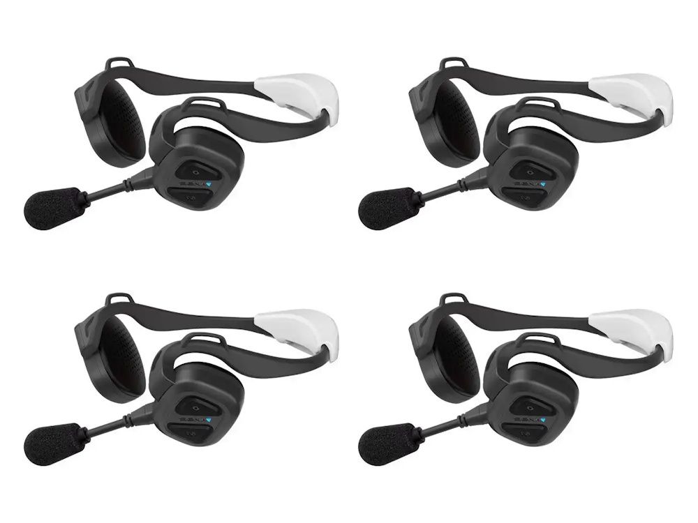 Vier Sena NAUTITALK BOSUN Mesh Intercom headsets voor zeilers met microfoon en markeerboei
