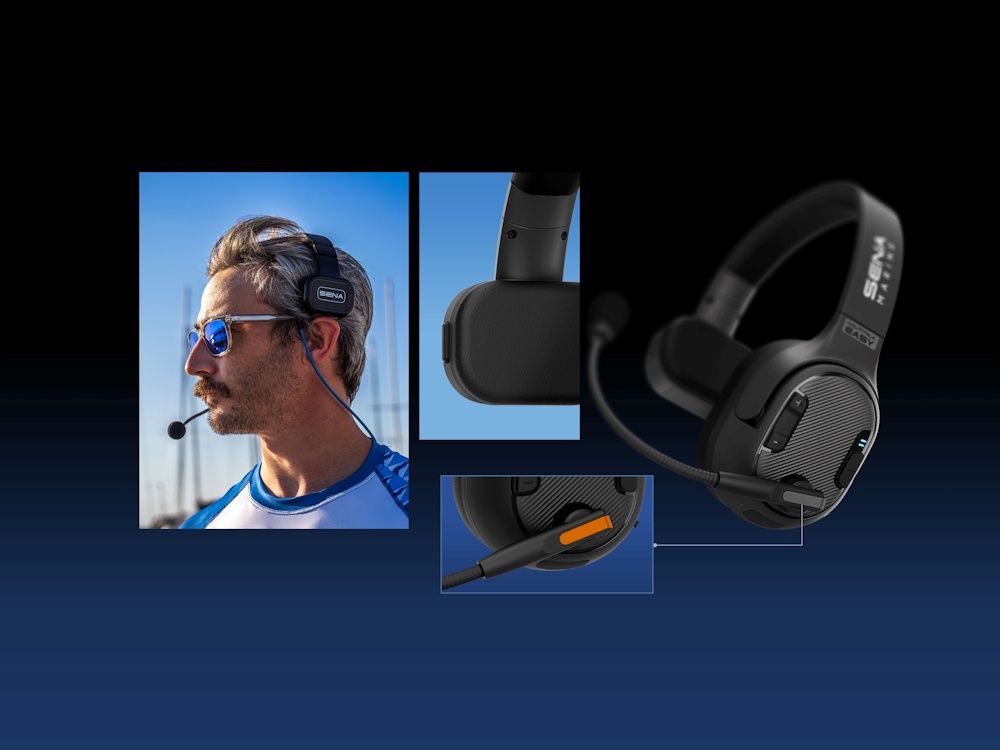 Zachte hoofdband en groepsidentificatie op de Sena Nautitalk Easy Mesh Intercom headset