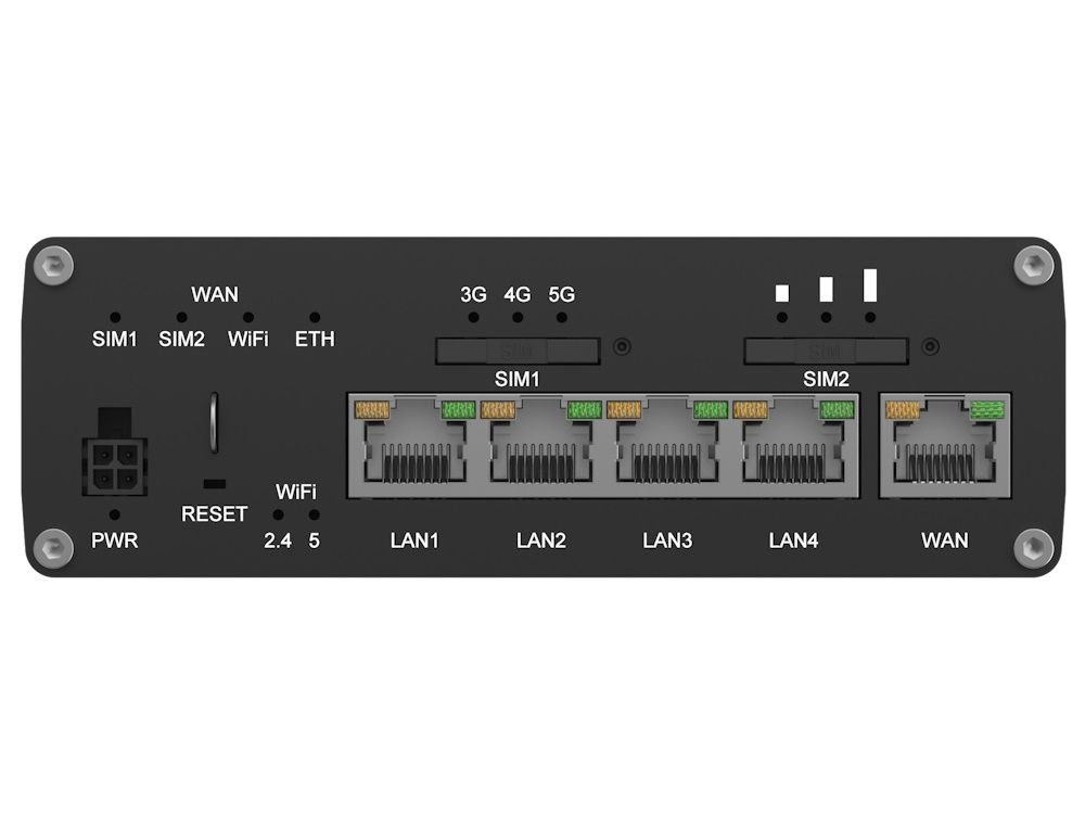 Teltonika RUTC50 5G VPN router met WiFi 6 aansluitingen en poorten